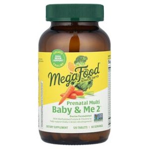 מולטי ויטמין הריון - MegaFood Baby & Me 2 - 120 טבליות