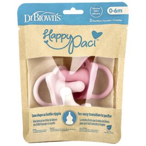 מוצצים לתינוק Dr. Brown's HappyPaci - ורוד 0-6 חודשים