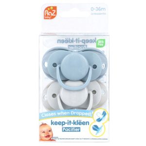 מוצצים לתינוק RaZbaby Keep-It-Kleen - כחול-אפור (2 יח')