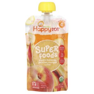מזון תינוקות Happy Family Super Foods בננה-אפרסק 120 גרם