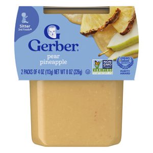 מחית Gerber 2nd Foods - אגס ואננס לתינוקות - 2 יחידות