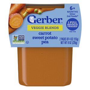 מחית ירקות Gerber 6+ חודשים - גזר, בטטה, אפונה - 2 יח'