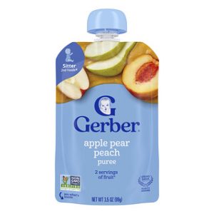 מחית פירות Gerber לתינוק- תפוח, אגס, אפרסק