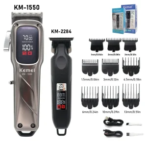 מכונת תספורת גברים Kemei LED אלחוטית USB - Km1550,2284