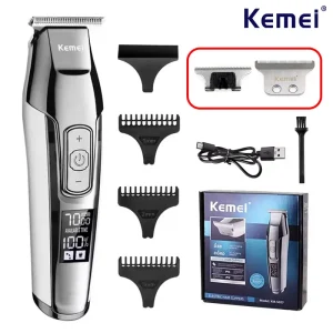 מכונת תספורת מקצועית Kemei KM-5027 - נטענת LCD