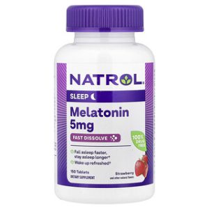 מלטונין Natrol 5 מ"ג - תות מהיר-המס, 150 טבליות