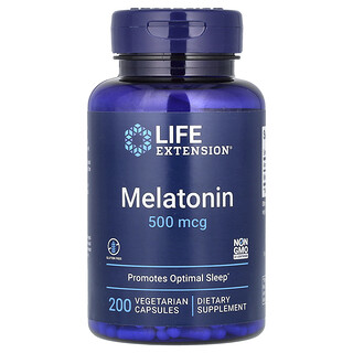 מלנטונין Life Extension 500 מק"ג - 200 כמוסות צמחוניות