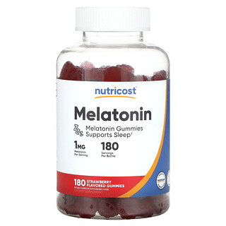 מלנטונין Nutricost 1 מ"ג - 180 גומי בטעם תות