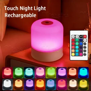 מנורת לילה נטענת RGB 13 צבעים- שלט, USB, דימר
