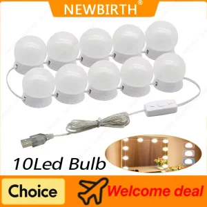 מנורת מראה איפור הוליווד - 10 נורות LED ניתנות להסרה
