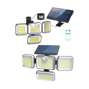 מנורת קיר סולארית LED עם חיישן תנועה - תאורה חיצונית