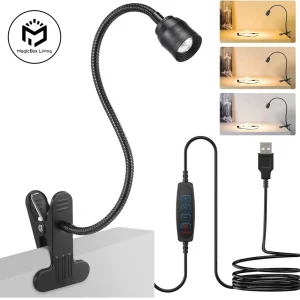 מנורת קריאה LED עם קליפס - USB גמישה לספר