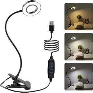 מנורת קריאה USB עם קליפס - 48 LED - מתכווננת