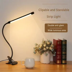 מנורת שולחן LED קליפ-אוניברסיטאי - הגנה לעיניים שחור