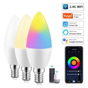 נורת לד WiFi חכמה E14 - Tuya RGB נורות דימר