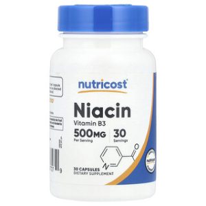ניאצין 500 מ"ג , Nutricost , 30 כמוסות - תוסף תזונה