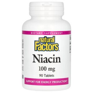 ניאצין Natural Factors - 100 מ"ג - 90 טבליות - תוסף תזונה