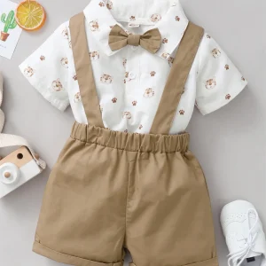 סט בגדי תינוקות בנים - חולצה וביגוד עם הדפס טיגריס