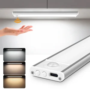 סרגל תאורה LED נטען USB - מנורת ארון + חישת תנועה