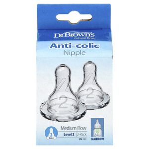 פטמות Dr. Brown's לתינוקות - זרימה בינונית (3m+) - 2 יח'