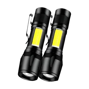 פנס LED מיני נייד - נטען USB - זום - קליפס לעט
