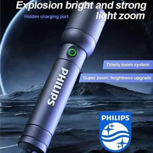 פנס Philips 6168 - זום אופטי, נייד, טעינת Type-C