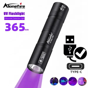 פנס אולטרה סגול 365nm USB - גילוי כתמים וזיהוי מטבעות