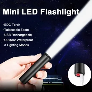פנס טלסקופי ZOOM - עמיד במים, נטען USB, עוצמתי