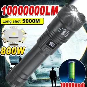 פנס טקטי עוצמתי 2000LM - נטען USB - תצוגה דיגיטלית