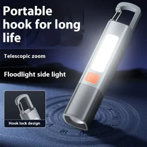 פנס לד EDC נייד נטען USB- פנס קמפינג תלוי