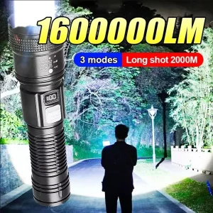 פנס לד טקטי - עוצמתי, נטען USB - קמפינג ודיג