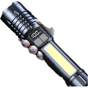פנס לד עוצמתי נטען - COB + תאורת צד לקמפינג