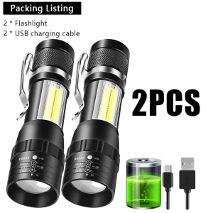 פנס מיני נטען USB - COB+XPE נייד לעבודה ושטח