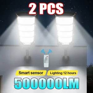 פנס סולארי לד חזק לגינה - 500000LM - 1,2 יחידות