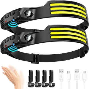 פנס ראש COB LED נטען USB - חיישן תנועה לקמפינג
