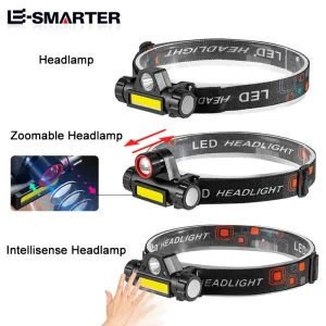 פנס ראש COB LED נטען עמיד למים - קמפינג ודיג