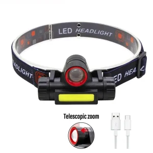 פנס ראש COB LED נטען- קמפינג דייג עמיד במים