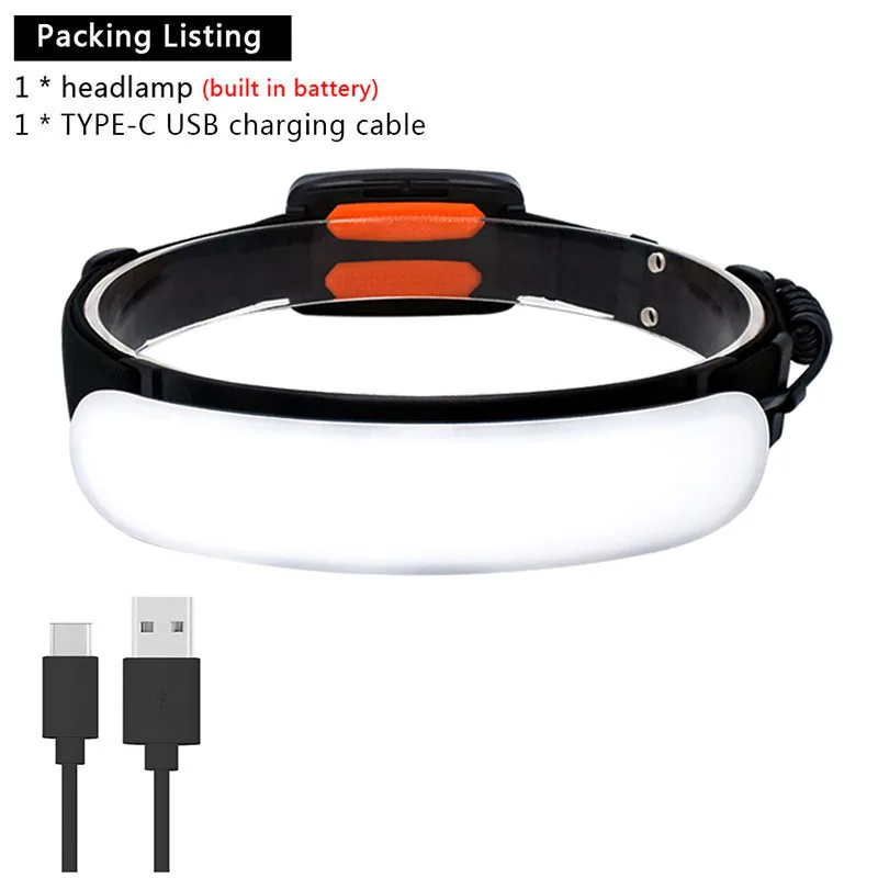 פנס ראש COB רחב במיוחד - נטען USB, 31 LED