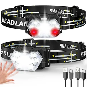 פנס ראש LED נטען USB - 2000 לומן - עמיד למים