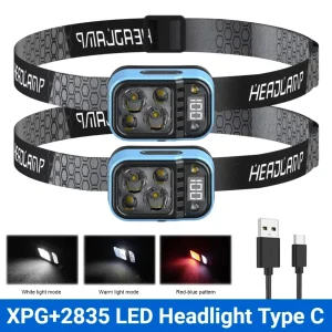 פנס ראש LED נטען חיישן תנועה - אור חזק