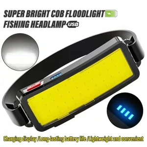 פנס ראש LED נייד נטען USB - עמיד למים