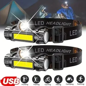פנס ראש XP-G Q5 , עמיד למים , נטען USB , 2500 לום