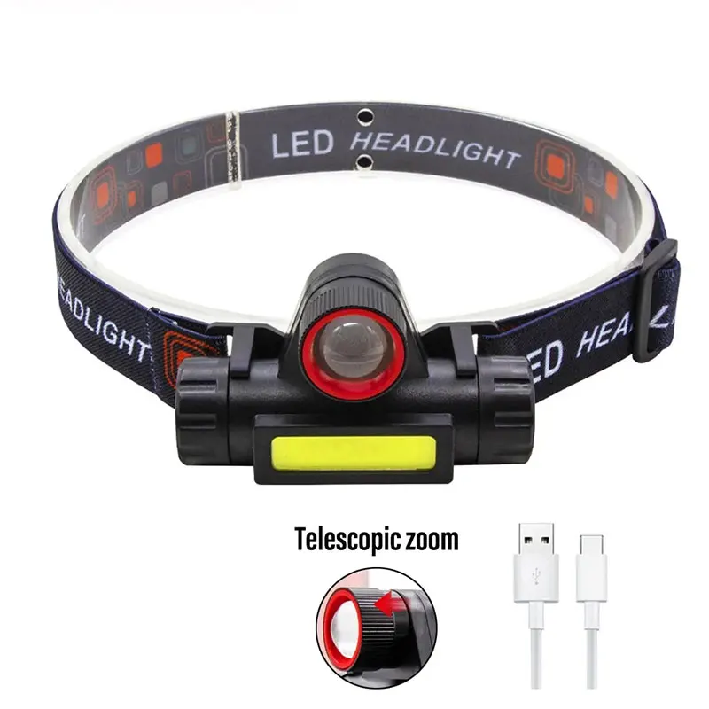 פנס ראש נטען COB LED - עמיד למים לקמפינג