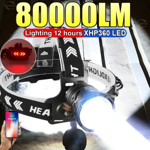 פנס ראש עוצמתי 80000LM - USB נטען לטיולים