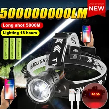 פנס ראש עוצמתי נטען - 500000000LM - קמפינג