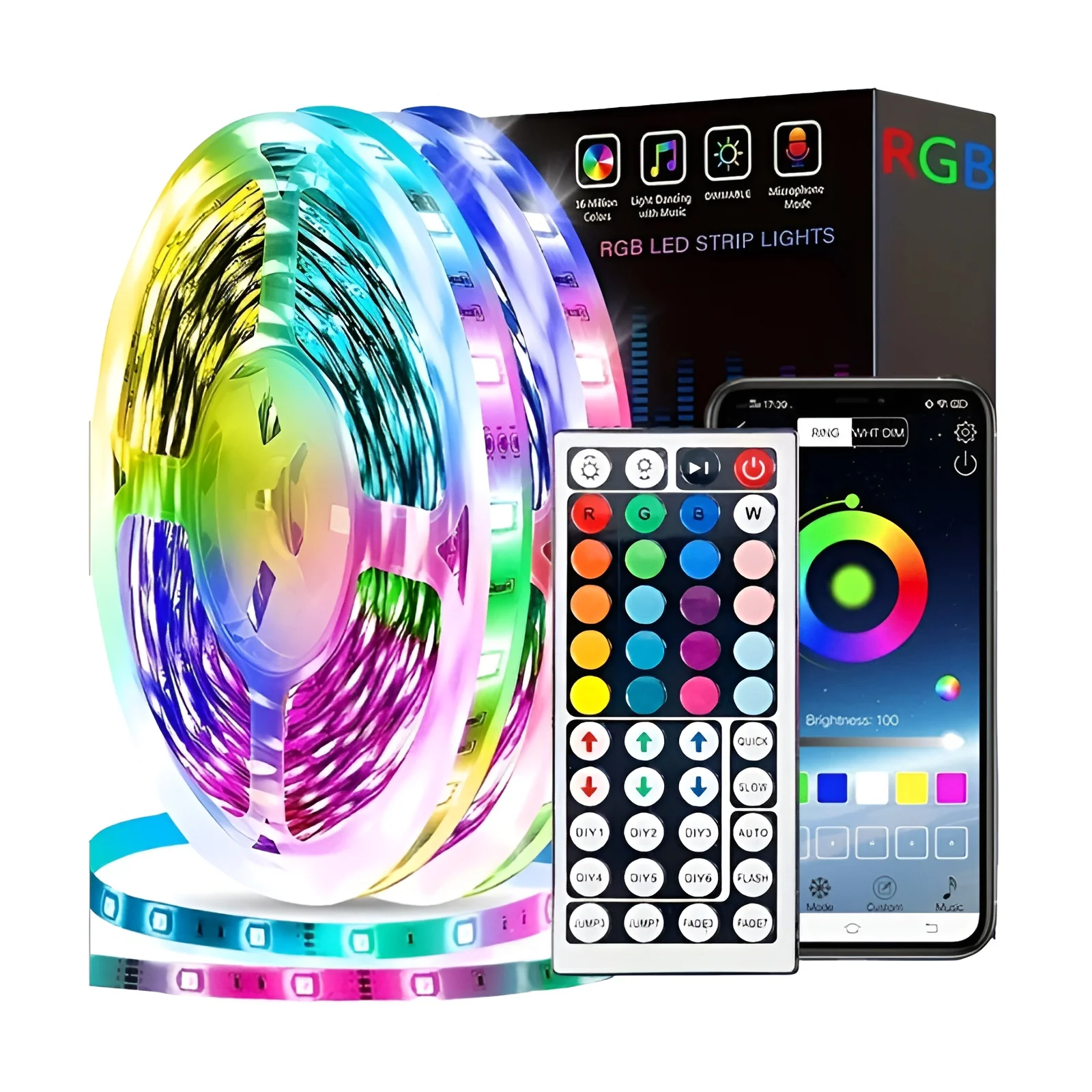 פס לד RGB לחדר - סרט לד צבעוני עם שלט