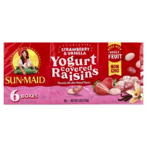 צימוקים מצופים יוגורט Sun-Maid - תות וניל - 6 יח'