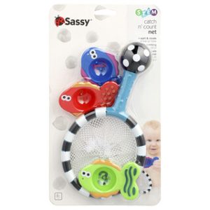 צעצוע אמבטיה Sassy - רשת תפוס וספור, 4 חלקים