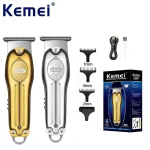 קוצץ שיער Kemei KM-679 - גוון זהב-כסף, נטען USB
