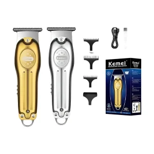 קוצץ שיער מקצועי Kemei KM-679 - USB - צבע זהב,כסף
